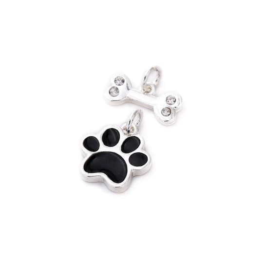 Charmalong™ Silver Plated Bone & Paw Charms by Bead Landing™